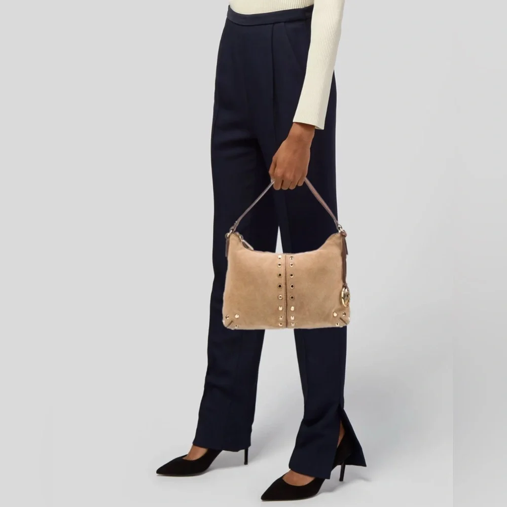 Michael Kors Tan Suede Hobo Bag with Studs